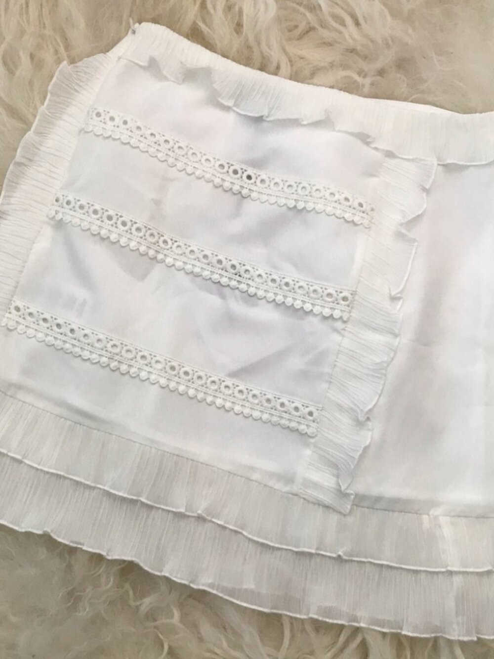 IRO Ruffled plissé gauze-trimmed crepe skirt 0946 - Picture 3 of 8